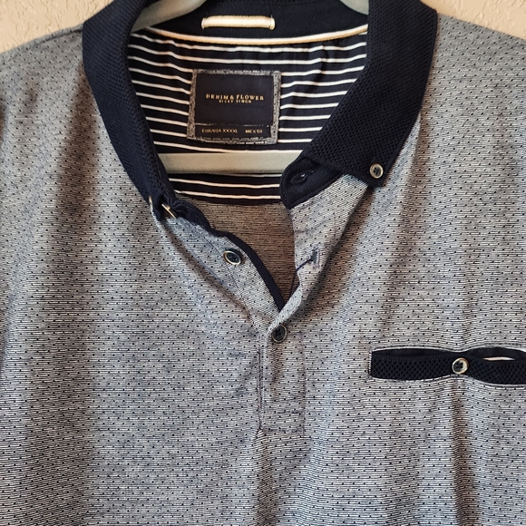 NWT Demin & Flower Polo Shirt Grey Male Size 4XL - Picture 4 of 16